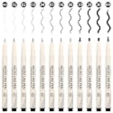 Black Micro Pens Set - 12 Sizes (0.23mm to 5mm), Waterproof Archival Ink, Fine Point Pens for Artists, Illustrators, Sketching, Anime, Manga &amp; Technical Drawing