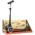 Black Mini 3 Wheel Scooter for Kids – Lean-to-Steer with LED Light-Up Wheels, Adjustable Handlebar, Wide Anti-Slip Deck, Smooth PU Wheels, Rear Foot Brake – Toddler Scooter for Ages 2+