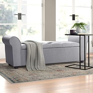 black oak landaverde upholstered flip top storage bench 2 seater sofa couch poufffe storage ottoman light grey
