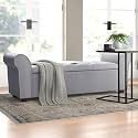 BLACK OAK Landaverde Upholstered Flip top Storage Bench 2 Seater Sofa Couch Poufffe Storage Ottoman (Light Grey)