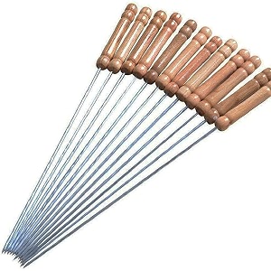 black olive barbeque stick pack of 12- strong stainless steel tandoor sticks 13 inches steel coated barbecue skewers steel sticks for grill
