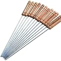 Black Olive Barbeque Stick Pack of 12- Strong Stainless Steel Tandoor Sticks 13 inches, Steel Coated Barbecue Skewers, Steel Sticks for Grill.