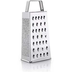 black olive stainless steel 5 in 1 grater amp slicer with handle - multi-purpose vegetables cheese amp fruit grater with fine coarse amp slicing blades - 4-sided kitchen grater for home amp professional use