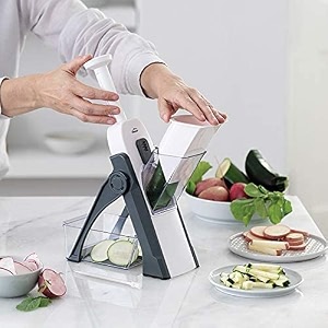 black olive multipurpose slicer cutter-dual stainless steel cutting blades spiral slicer for zucchini spaghetti noodles- veg salad maker slicer for kitchen 5 in 1 mandoline vegetables slicer
