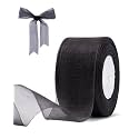 Black Organza Ribbon for Gift Wrapping, FAKILO 2 Inch Shimmer Sheer Wrapping Ribbon for Bouquet, Wedding, Christmas Gift - 50 Yards Each Roll