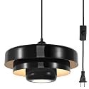 Black Pendant Light 3-Tier Chandelier, Plug in Hanging Light with Adjustable Cord, Industrial Farmhouse Light Fixture for Kitchen Island, Dining Room, Bedroom