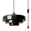 Black Pendant Light with Plug in Cord Modern Pendant Lighting 3-Layer Nordic Style Metal Shade Hanging Light Fixtures Hanging Lamp for Kitchen Island Dining Room Bedroom