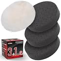 Black Polish Pad, 3Pcs 5.5 Inch Face for 5 Inch Buffing Polishing Pads and Woolen Pads 125mm Backing Plate Compound Buffing Sponge for Car Buffer Polisher Compounding, Polishing and Waxing