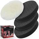 Black Polish Pad, 3Pcs 6.5 Inch Face for 6 Inch Buffing Polishing Pads and Woolen Pads 150mm Backing Plate Compound Buffing Sponge for Car Buffer Polisher Compounding, Polishing and Waxing