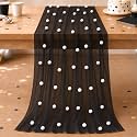 Black Polka Dot Tulle Table Runner 10 Ft 3D Confetti Cheesecloth