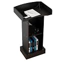 Black Portable Podium Stand High Density Board Standing Lectern Hotel Reception Desk Pulpit with Open Storage for Conference Classroom School Presentations