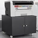 Black Printer Stand with Storage, Metal Printer Table with Wheels, Printer Cabinet, Mobile Filing Cabinet with Shelves for Small Spaces Home Office (Black)