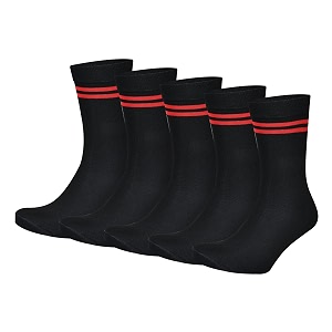 Black with Red Stripes Calf Length Cotton