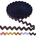 Black Rick Rack Wave Bending Fringe Trim 10 Yards Wave Polyester Rick Rack Trim for Sewing Crafts Pillows Costumes