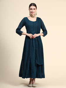 black scissor women embroidered anarkali kurta