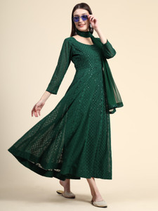 black scissor women embroidered anarkali kurta