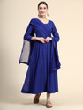 BLACK SCISSOR Pack of 2 Embroidered Georgette Anarkali Kurta for Women With Attached Dupatta (Dark Blue)