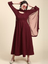 BLACK SCISSOR Pack of 2 Embroidered Georgette Anarkali Kurta for Women With Attached Dupatta (Maroon)
