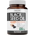 Black Seed Oil - 120 Softgel Capsules Skin Health (Non-GMO &amp; Vegan) Cold-Pressed Nigella Sativa Producing Pure Black Cumin Seed Oil with Vitamin E - 500mg Each, 1000mg Per 2 Capsule Serving