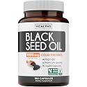 Black Seed Oil - 180 Softgel Capsules (Non-GMO & Vegan) Premium Cold-Pressed Nigella Sativa Producing Pure Black Cumin Seed Oil with Vitamin E - 500mg Each, 1000mg Per 2 Capsule Serving