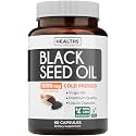 Black Seed Oil - 60 Softgel Capsules (Non-GMO & Vegan) Premium Cold-Pressed Nigella Sativa Producing Pure Black Cumin Seed Oil with Vitamin E - 500mg Each, 1000mg Per 2 Capsule Serving