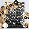 Black Sequin Backdrop Panels 3ftx6ft Glitter Shimmer Wall Background Graduation Party Backdrop for Birthday Anniversary Halloween Engagement Glitter Decor