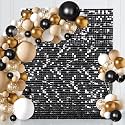 Black Shimmer Wall Backdrop Panels - 6ftx4ft Square Halloween Sequin Photo Background for Birthday Anniversary Engagement Decorations