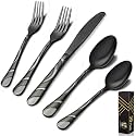 Black Silverware Set for 4, 20-Piece,18/0 Stainless Steel