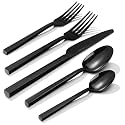 Black Silverware Set for 8, 40 Piece Flatware Set, Stainless Steel