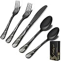 Black Silverware Set for 8, 40-Piece, 18/0 Stainless Steel, Swirl