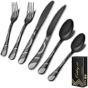 Black Silverware Set for 8, 48-Piece 18/0 Stainless Steel Flatware