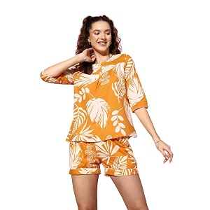BLACK TEETAR Women Pajama Set Printed Cord-Set
