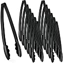 [Black Tongs 12'' Inches] Plasticpro 12'' Serving Tongs Heavy Duty Reusable Kitchen and BBQ Black Serving Tongs for party's, Caterings, Events, Buffet, Weddings, And every Day use Pack of 12