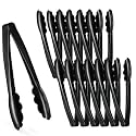 [Black Tongs 9'' Inches] Plasticpro 9'' Serving Tongs Heavy Duty Reusable Kitchen and BBQ Black Serving Tong for party's, Caterings, Events, Buffet, Weddings, And every Day use Pack of 12