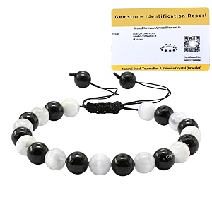 black tourmaline selenite bracelet for women men with healing crystal and reiki stone - beautiful gemstone adjustable beaded bracelet for balance harmony amp positive energy