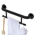 Black Towel Grab Bar 17 Inch, Handicap Towel Bar for Bathroom