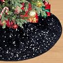 Black Tree Skirt Small 21 Inch Sequin Christmas Tree Skirt Velvet Christmas Skirts for Trees Halloween Tree Skirts for Christmas Tree Glitter Mini Tree Skirt for Home Holiday Decorations