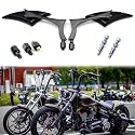 Black Universal Motorcycle Rearview Side Mirrors Compatible with Honda Kawasaki Suzuki Harley Bolt (Black-Harley)