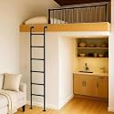Black Wall Mounted Attic Loft Ladder, Egress Ladder for Window Well, Bunk Bed, Camper, RV, Indoor Outdoor Safety Climb Ladders for Bedroom, Basement, Dorm &amp; Small Spaces(1.9m/6.2ft/75 in)