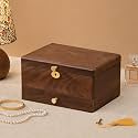 Black Walnut Lockable Jewelry Box, 3 Layer Wooden Organizer Case for Women