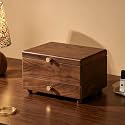 Black Walnut Wooden Jewelry Box with Feet, 3 Layer Organizer for Women