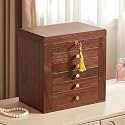 Black Walnut Wooden Jewelry Box for Women, 6 Layer