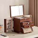 Black Walnut Wooden Jewelry Box for Women, 4 Layer
