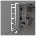 Black White Attic Ladder Vintage Industrial Iron Pipe, Basement Window Well Escape Ladder, Top Bunk Bed Ladder Only for Dorm Room Camper Travel Trailer RV Motorhome, Kids Adults (Color : White, Size