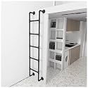 Black White Attic Ladder Vintage Industrial Iron Pipe, Basement Window Well Escape Ladder, Top Bunk Bed Ladder Only for Dorm Room Camper Travel Trailer RV Motorhome, Kids Adults (Color : Black, Size