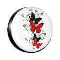 Black and White Butterflies Spare Tire Cover Wheel Protectors Dust-Proof Wheel Tire Cover Fit Trailer, Rv, Sand Many Vehicle 16inch