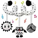 Black White High Contrast Baby Carseat Toy for Newborns 0-6