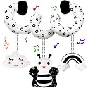 Black White High Contrast Baby Carseat Toy for Newborns 0-6