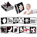 Black and White High Contrast Toys for Baby 0-3 3-6 months Infant Tummy Time Soft Crinkle Book Mirror Sensory Toys 0 2 4 5 6 Month Old Babies Boy Gril Newborn Development Christmas Stocking Stuffer