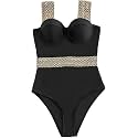 Black Wide Strap One Piece Contrast Trim
